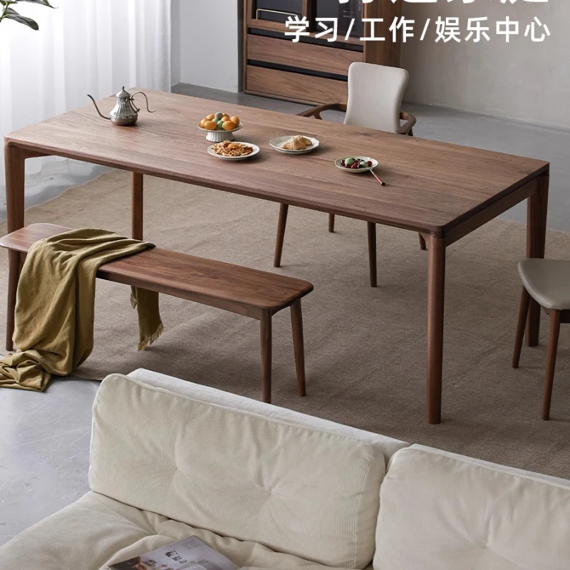 

LH solid wood dining table black walnut worktable desk living room home rectangular desk