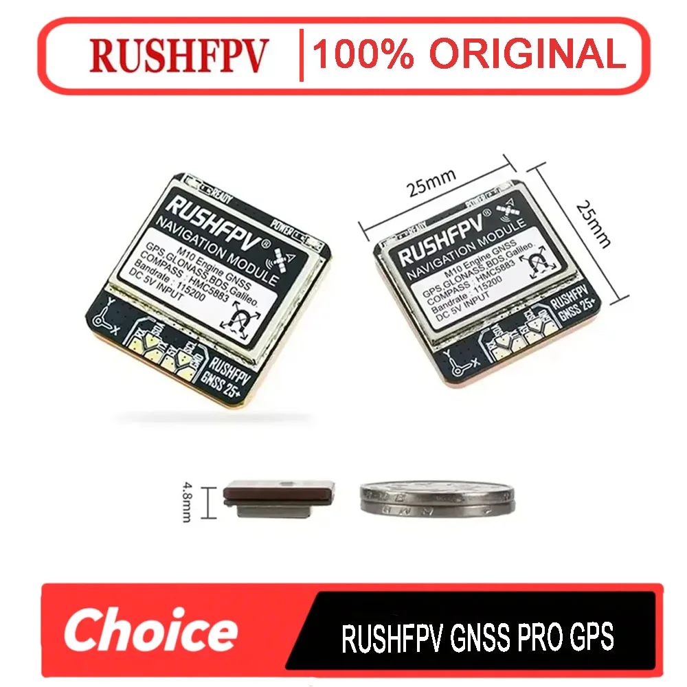 

RUSHFPV GNSS PRO M10 Dual Protocol GPS Module Built-in Ceramic Antenna HMC5883 Compass 5V Input 25X25mm for FPV Long Range RC