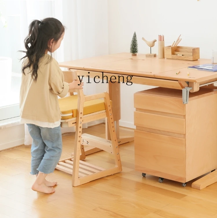 Tqh Children's Study Desk Student Desk Adjustable Table Home School Desk and Chair Suit