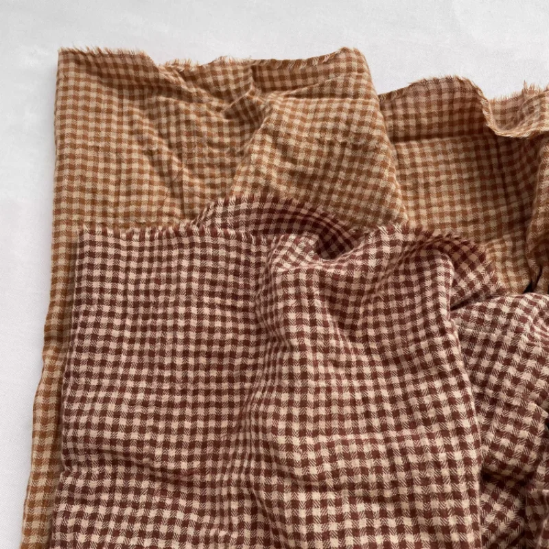 

Retro Soft Checkered Cloth For Clothing Pants Shirt Skirt Handmade DIY Wrinkled Fabric