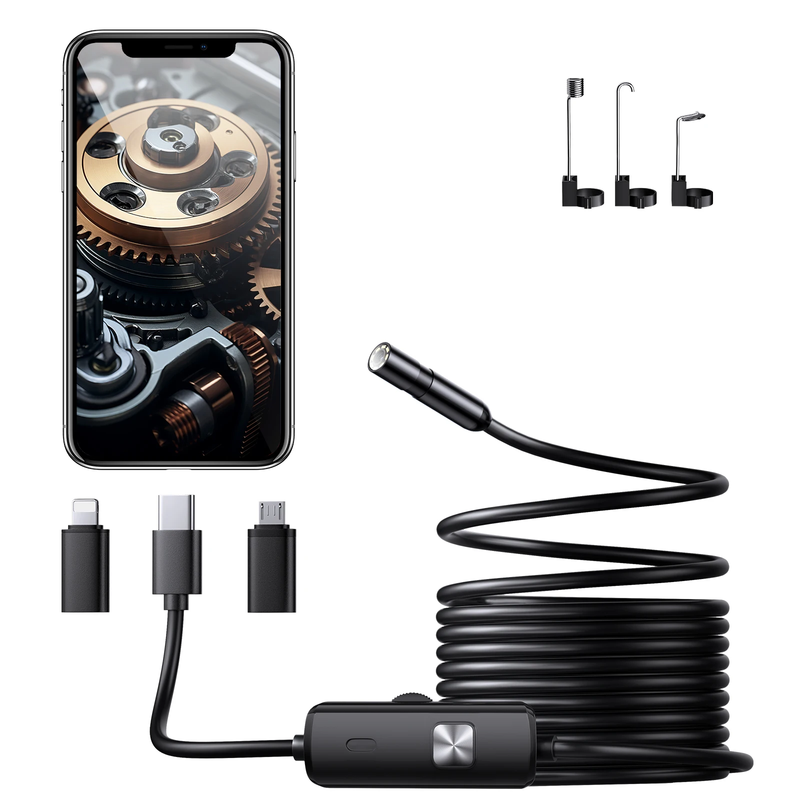 Industrial Endoscope Camera 8mm HD1080P  1080P Pipe Inspection Camera for Car Repair IP67 Waterproof 8 LEDS