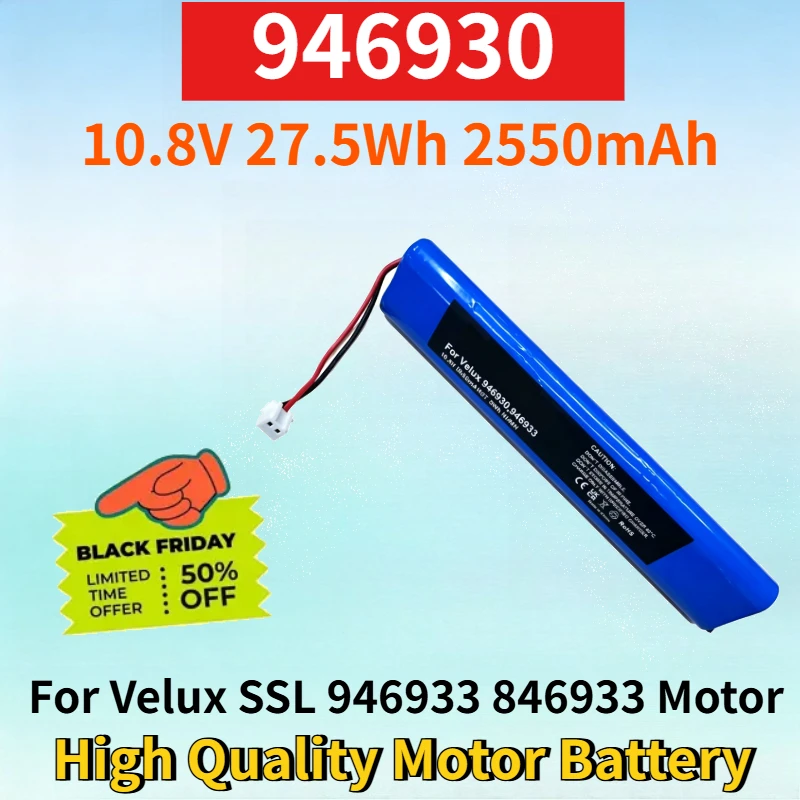 

946930 10.8V 27.5Wh 2550mAh Rechargeable Battery for Velux SSL 946933 846933 Solar Rollladen Motor High Quality Motor Battery