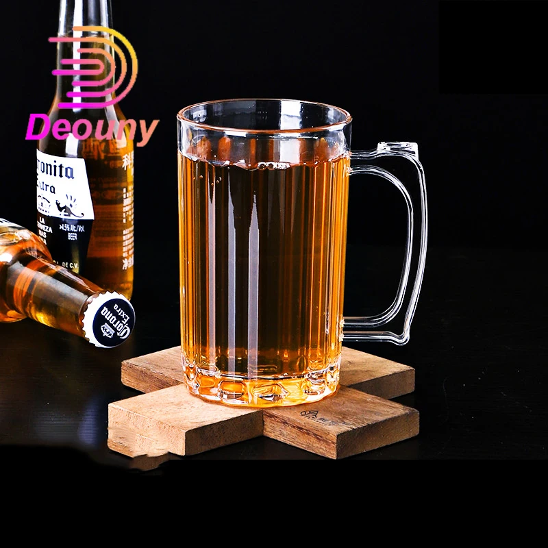 DEOUNY Acrylic PSC Plastic Wheat Beer Glass Large Capacity 600ML Transparent Beer Steins Household Beverage Water Cup Barware