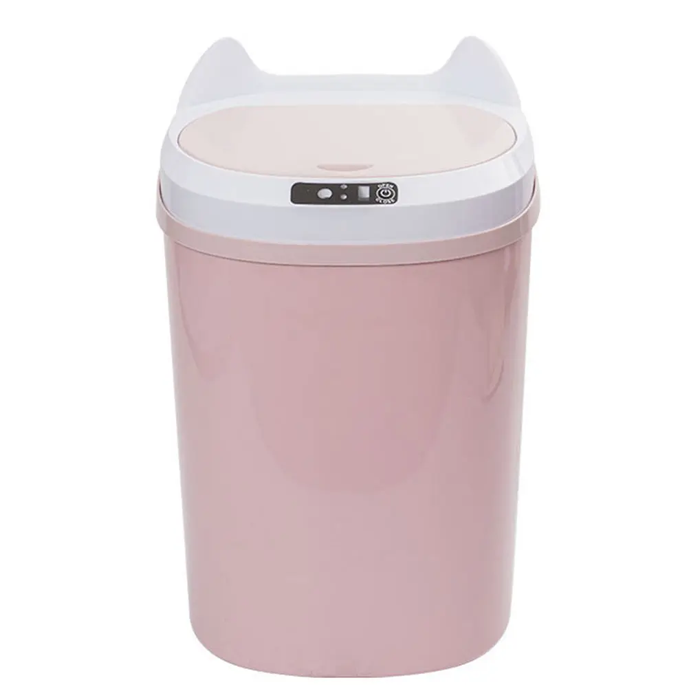 

Smart Trash Can Automatic Waste Bin Pink Touchless Plastic PP Induction Garbage Box Home Container Store Hotel Dorm Rechargeable