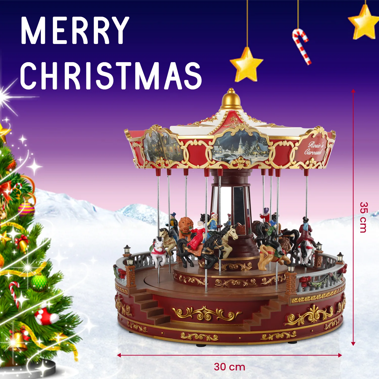 Feliz Natal Apresenta Music Box para sua namorada, Merry Go Round Birthday Gift, Xmas Presents