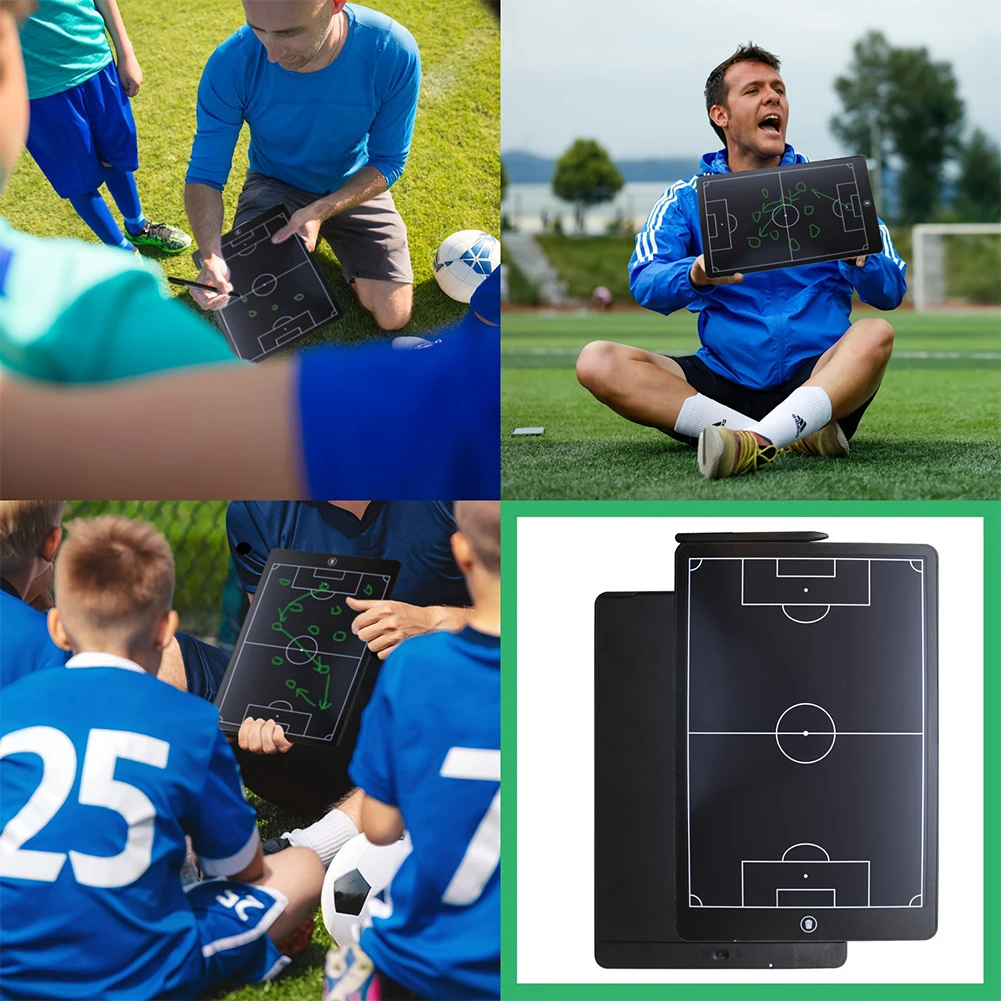 16 Inch LCD Electronic Football Coach Board with Pen Soccer Strategy Board for Football Coach Marker Training Writing Tablet