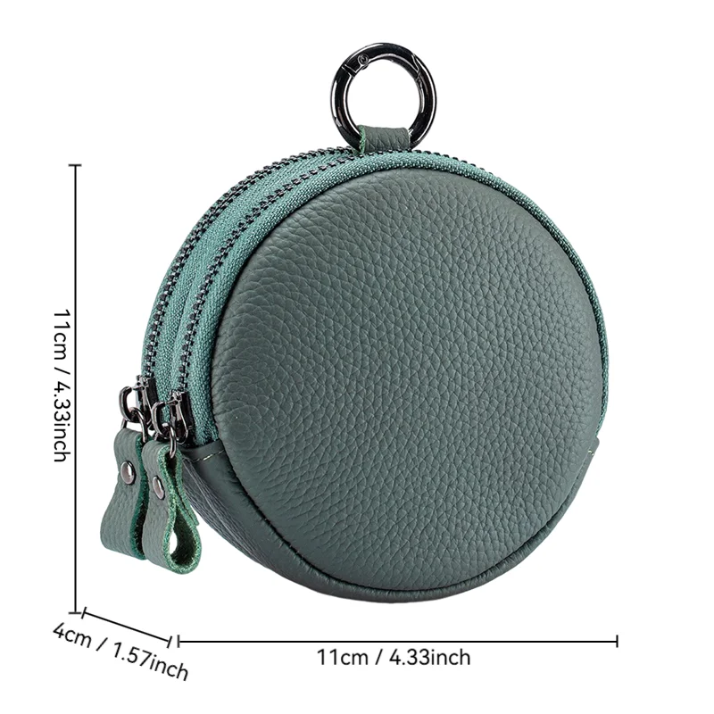 Genuine Leather Women's Mini Wallet Double Zipper Coin Purse Cute Small Clutch Bag Multi-Functional Key Storage Bag Money Pocket