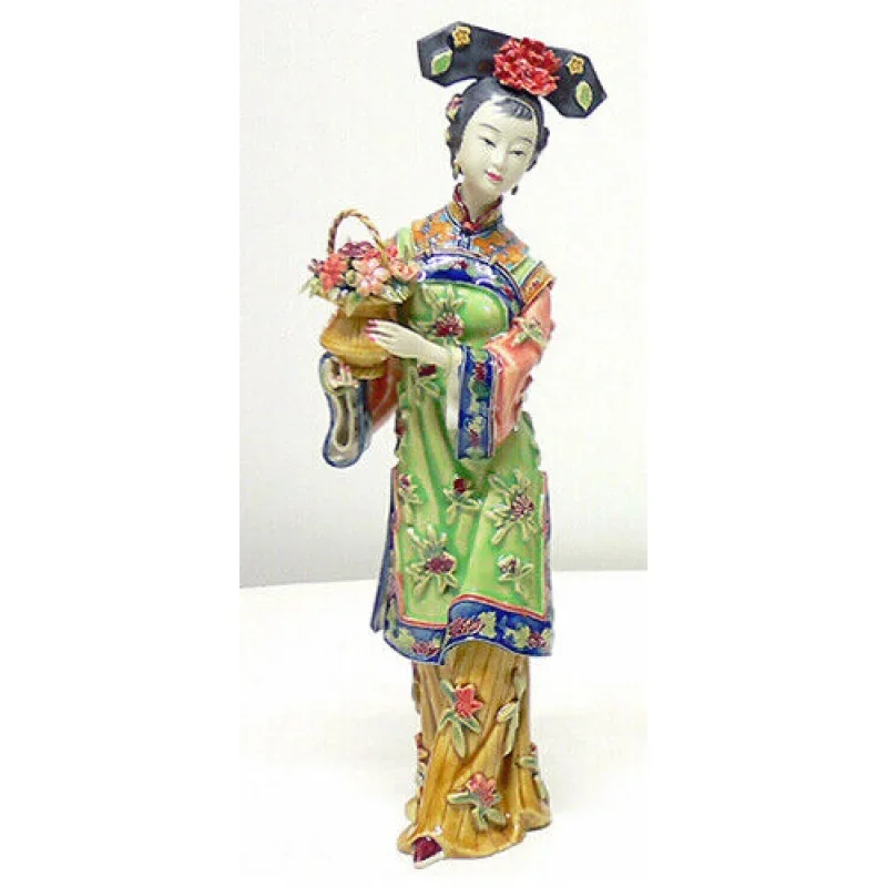 

Traditional Chinese Lady - Shiwan Chinese Wucai Porcelain Ceramic Lady Figurine