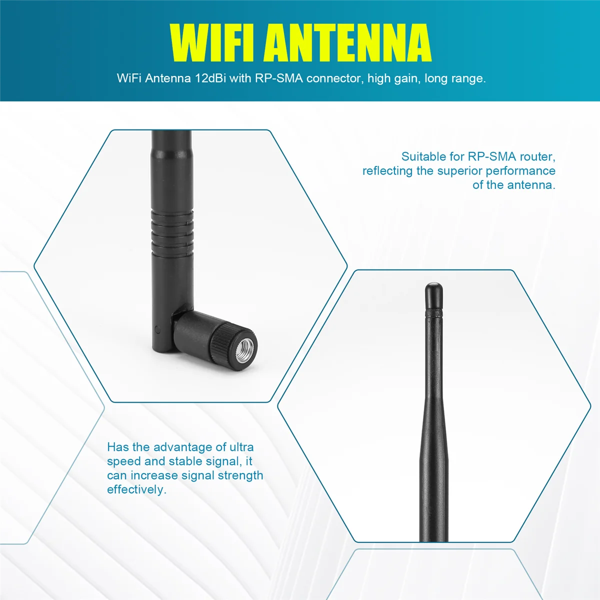 ใหม่ล่าสุด 12DBI เสาอากาศ WiFi, 2.4G/5G Dual Band High Gain เสาอากาศ WiFi ระยะไกลพร้อมขั้วต่อ RP-SMA สําหรับเครือข่ายไร้สาย