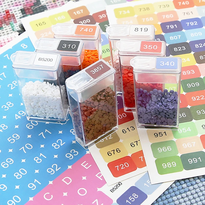 Diamond Painting Color Number Sticker Heart DMC Labels Stickers Organizer Box Diamond Painting Accessories Mosaic Bottle Tools