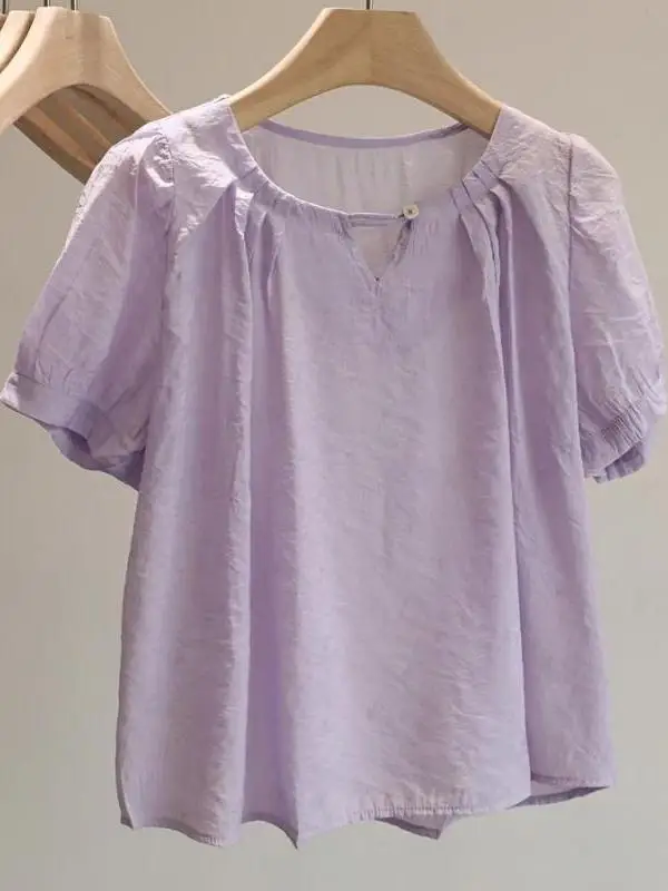 camisa-feminina-solta-casual-de-verao-fina-manga-curta-gola-meia-oversize-elegante-emagrecedora-versatil-com-bolso-e-lenco-de-bolso-incluido