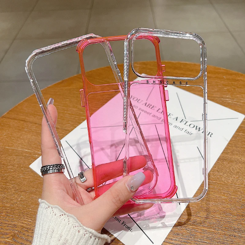 Shs luxo cor sólida macio tpu + pc rígido à prova de choque caso telefone para iphone17 promax ar 15 12 13 14 16 pro max pára-choques capa traseira