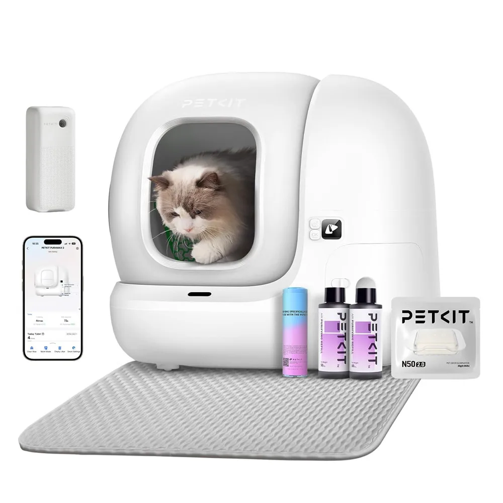 PETKIT PuraMax 2 Automatic Self Cleaning Cat   Box with 2.4GHz Wi-Fi App Control Air Purifier Spray and N50 Odor Eliminator