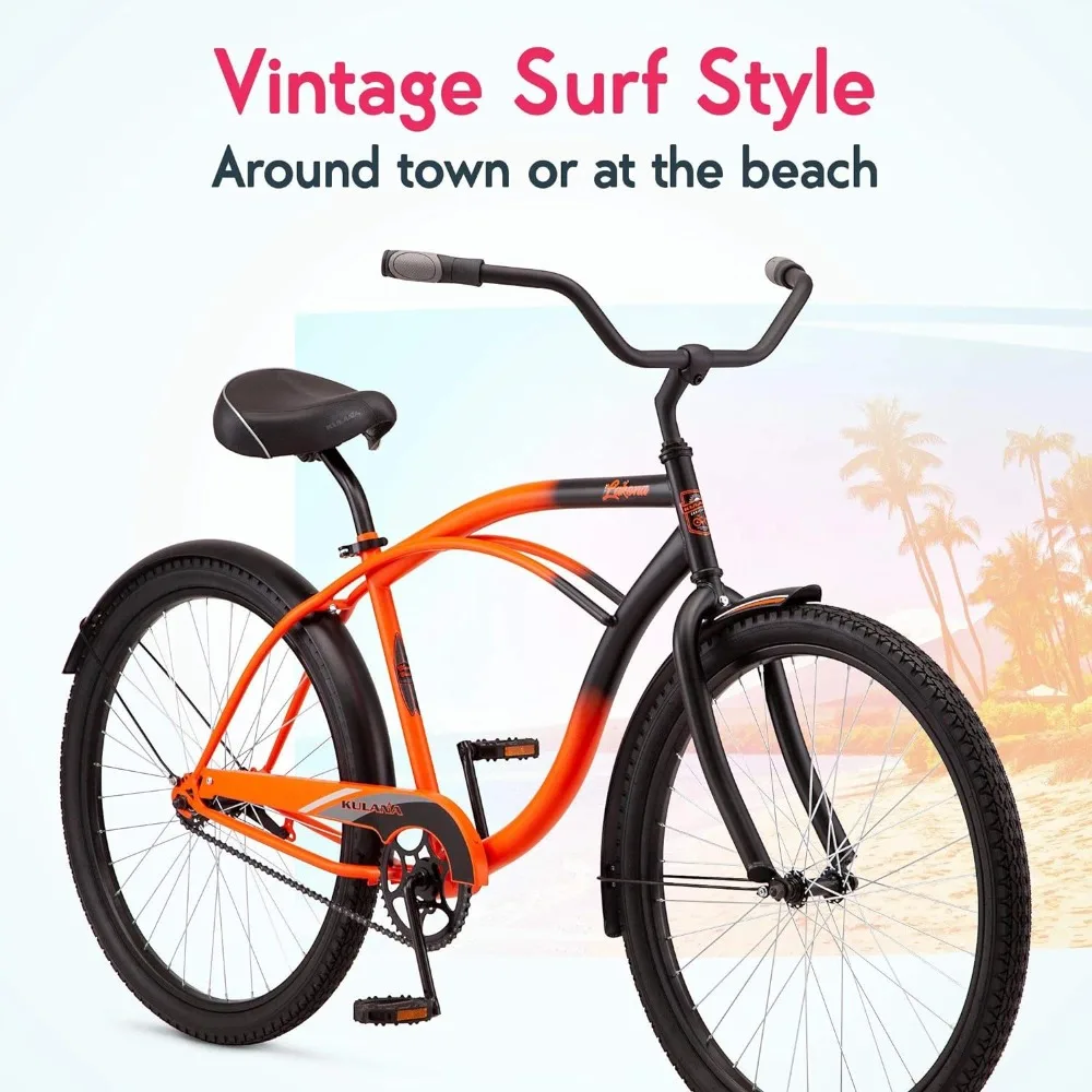 Lakona Youth and Adult Beach Cruiser Bike, Men and Women, 26-Inch Wheel Options, Step-Through or Step-Over Frames