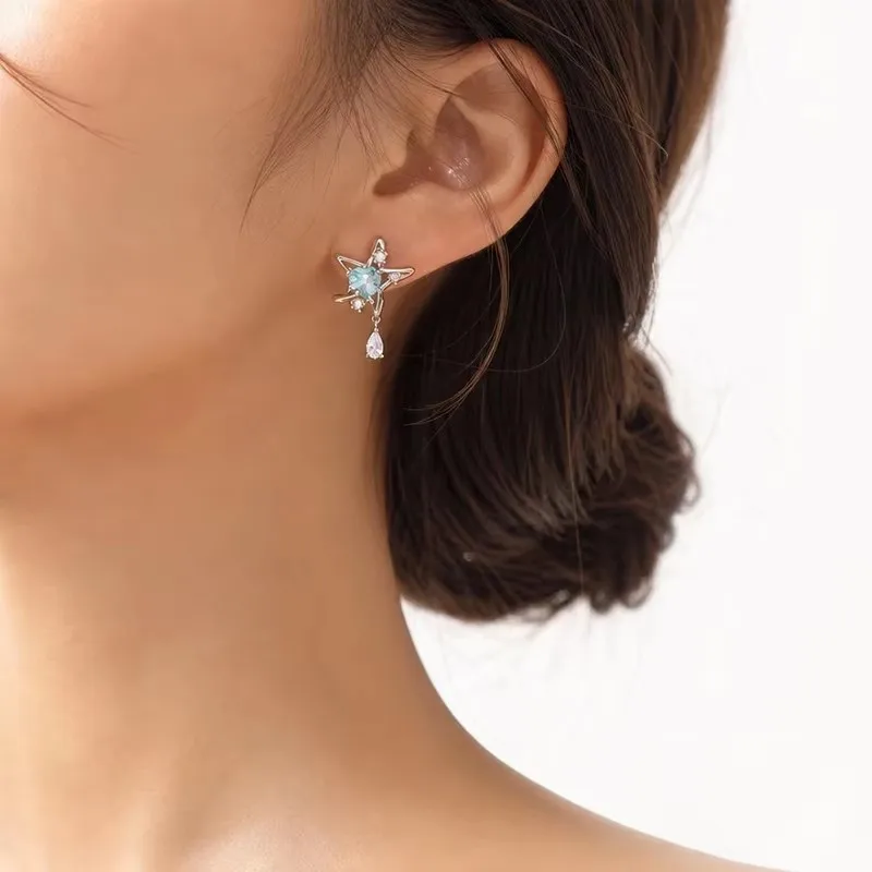 GANPUP Elegante Stern-Tropfen-Zirkonia-Ohrstecker für Damen, Modischer Schmuck, Neues Geschenk für Party und Urlaub, Damenohrringe – Detail 5