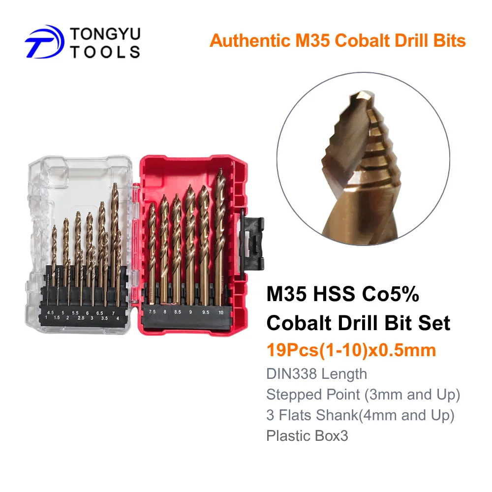 M35 Kobalt Boorbits Set Getrapte Punt Metrisch DIN338 HSS Co5% Spiralboor voor RVS Hard Metaal Zwaar Werk