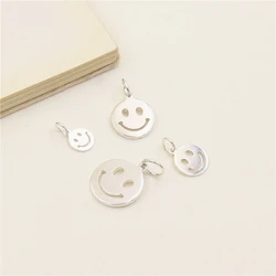 100% Real Sterling 925 Silver Accaccessories Smiling Face Charm Pendant For Bracelets and Necklaces Diy Material for Jewelry