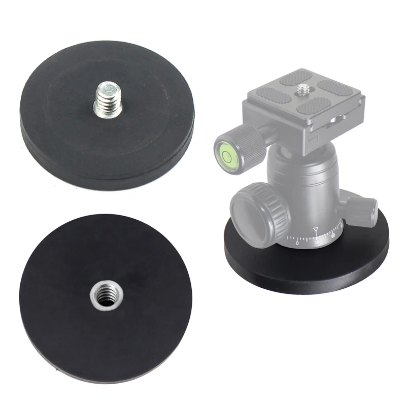 D43mm 1/4 Flat and Bolt Magnetic Base Kit Mounting Bracket Round Rubber Magnets Car Suction Cup Holder Photo Studio Accessories