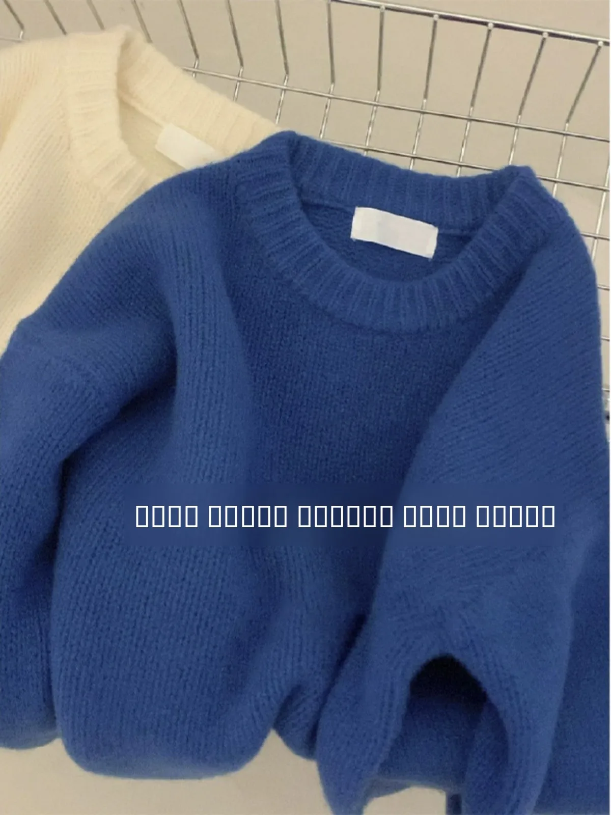 

Klein синий вязаный свободный длинный светящийся круглый пуловер Ne, женский осенне-зимний удобный утягивающий топ