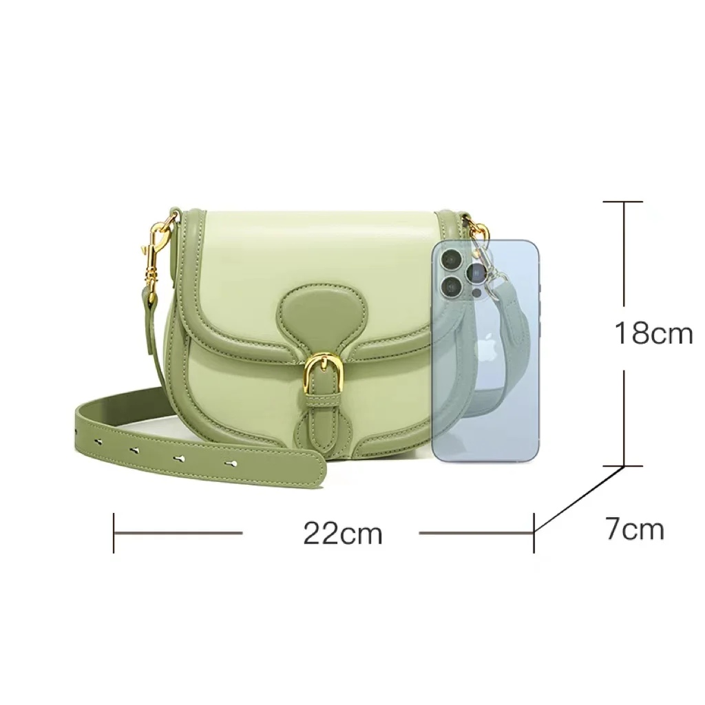 2022 New Women\'s Cowhide Saddle Bag Fashion Color Monoshoulder Handbag Premium Texture Niche Commuter Underarm Crossbody Pack