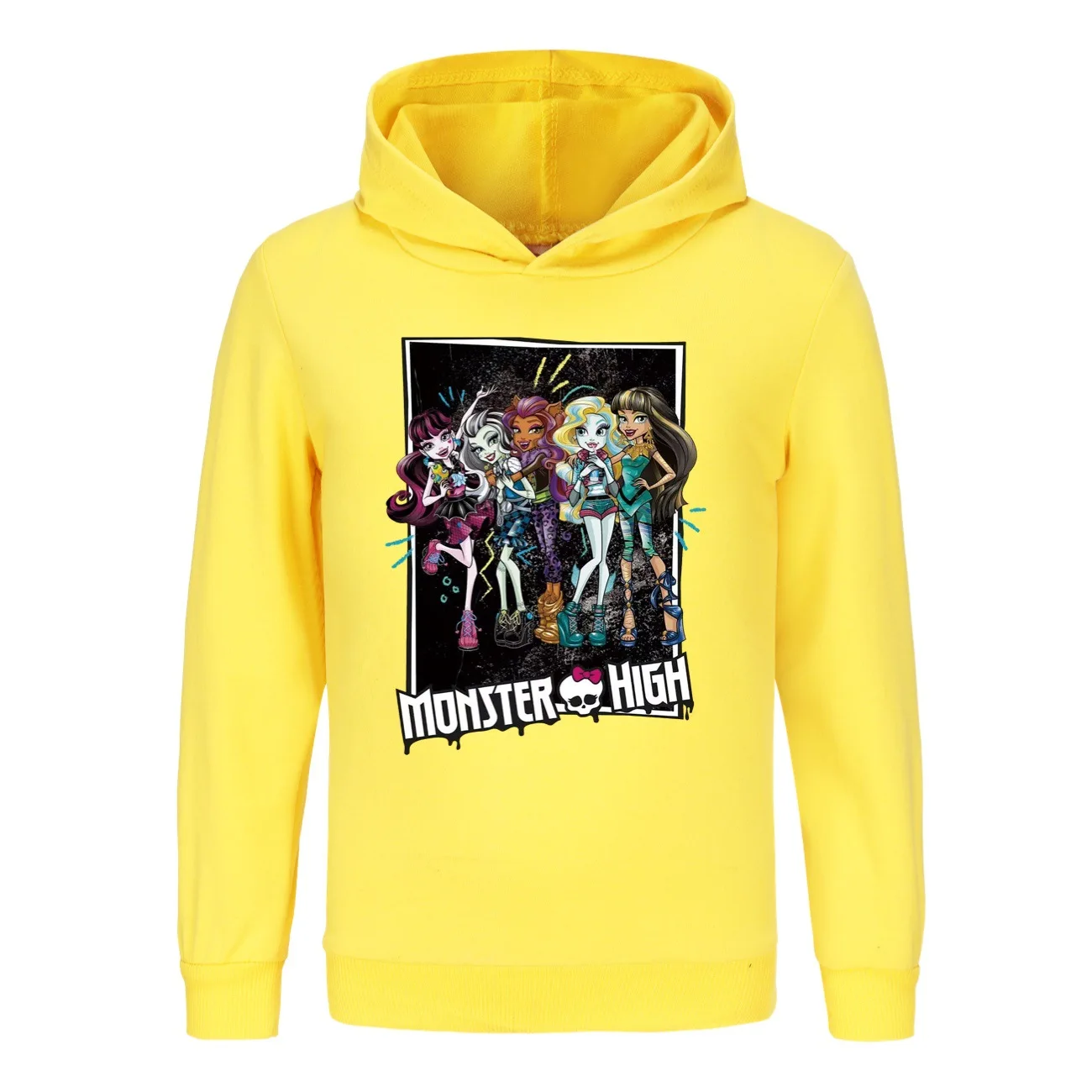 Monster High Hoodie Kids Clothes Cotton Hooded Sweater Sweatshirt Cartoon Casual Pullover Hip Hop Teenager Boys Girls Clothing