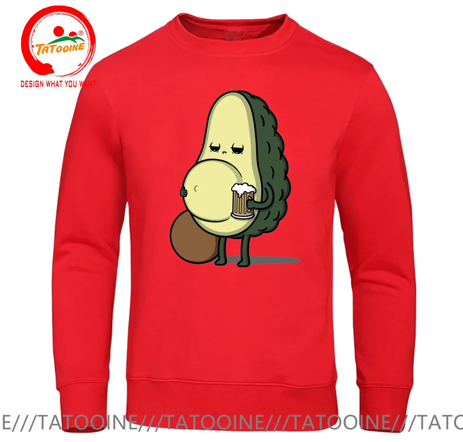 Funny Cartoon Beer Belly Avocado Sweatshirts Hoodies Men Humor Joke Anime Avocado Drink Beer Sweatshirt Hoodie Boys Sweat Shirts