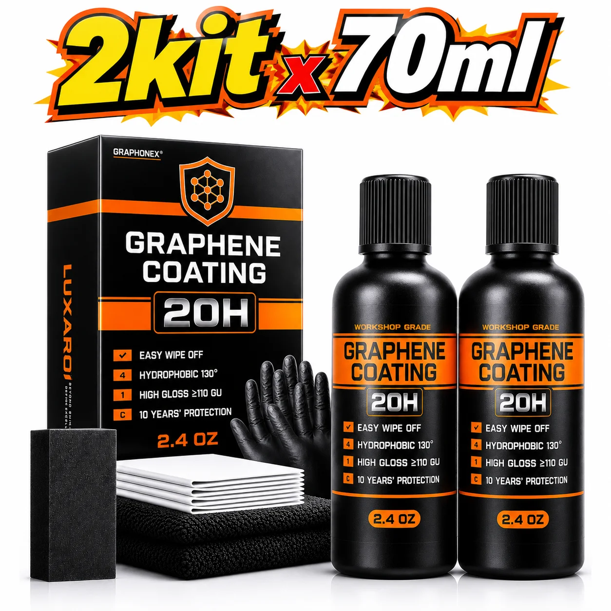 Cars Ceramic Coating 20H Graphene Ceramic Auto Detailing High Gloss Anti Scratch Nano Coat 10 Years Hydrophbic Protection