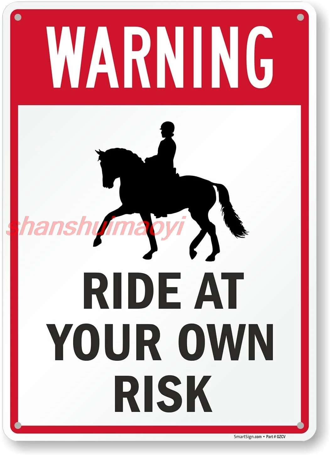 Металлический знак SmartSign 14 x 10 дюймов «Обучение — ездить по вашему собственному риску» с графикой, ламинированный нержавеющий алюминий емкостью 40 мил, красный, 7855
