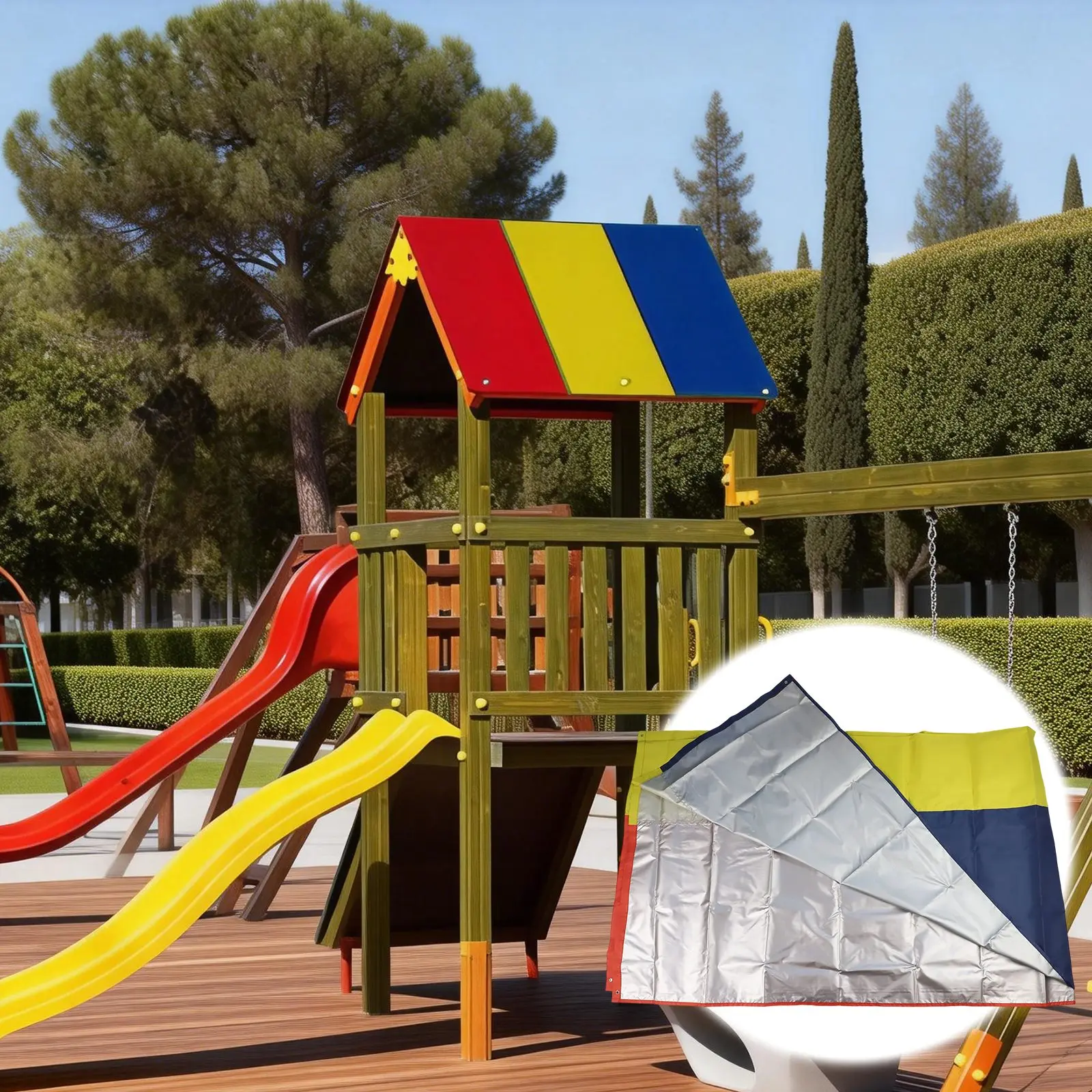 Swing Set Replacement Tarp 52 x 90 Inch for playground Roof Canopy for Outdoor Sun Protection and Waterproof Cover