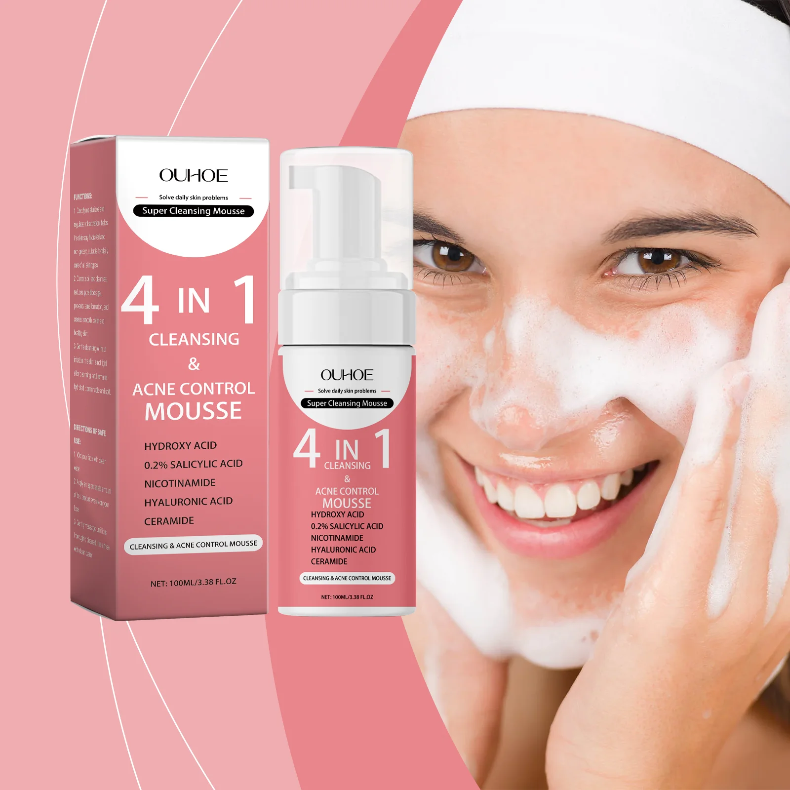 

Salicylic Acid foam Cleanser Mild Moisturizing Oil Control Facial Skin Cleaning Fine Pore Cleanser