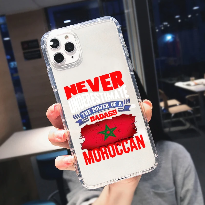 Morocco Flag Passport Phone Case for IPhone 11 12 13 Mini 14 15 Pro Max 8 7Plus X SE2 XR XS MAX Clear Cover Soft Silicone Fundas