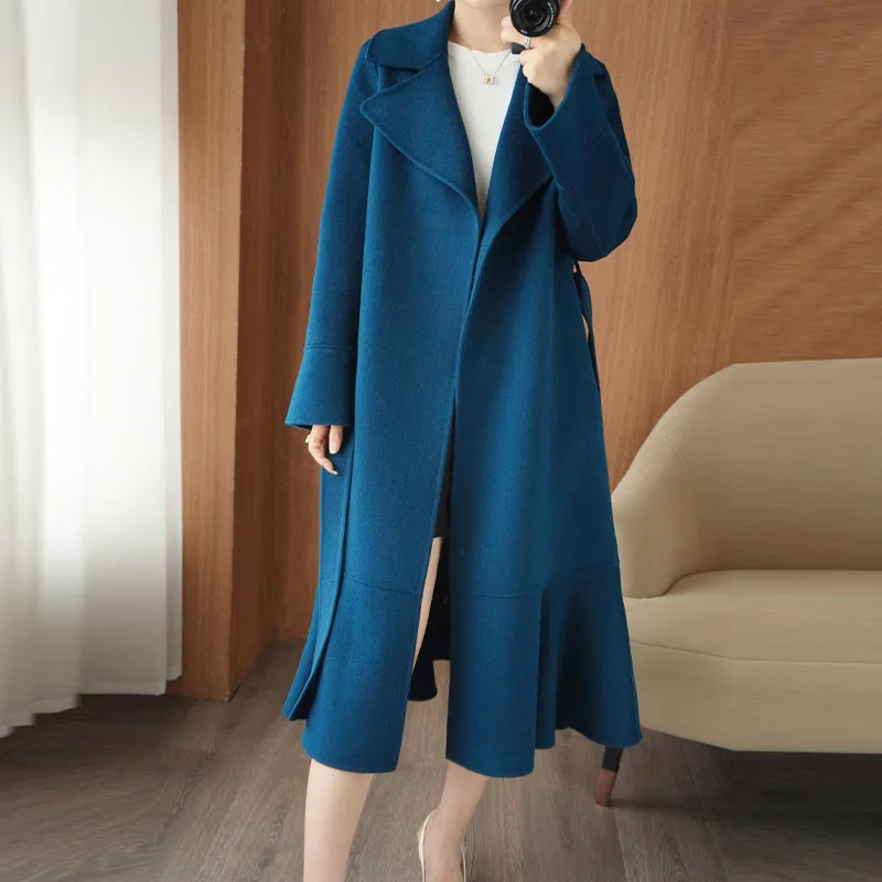 2025 Women's 100% Cashmere Thick Double sided Long Jacket Classic Multi functional Fashion Suitable for Business