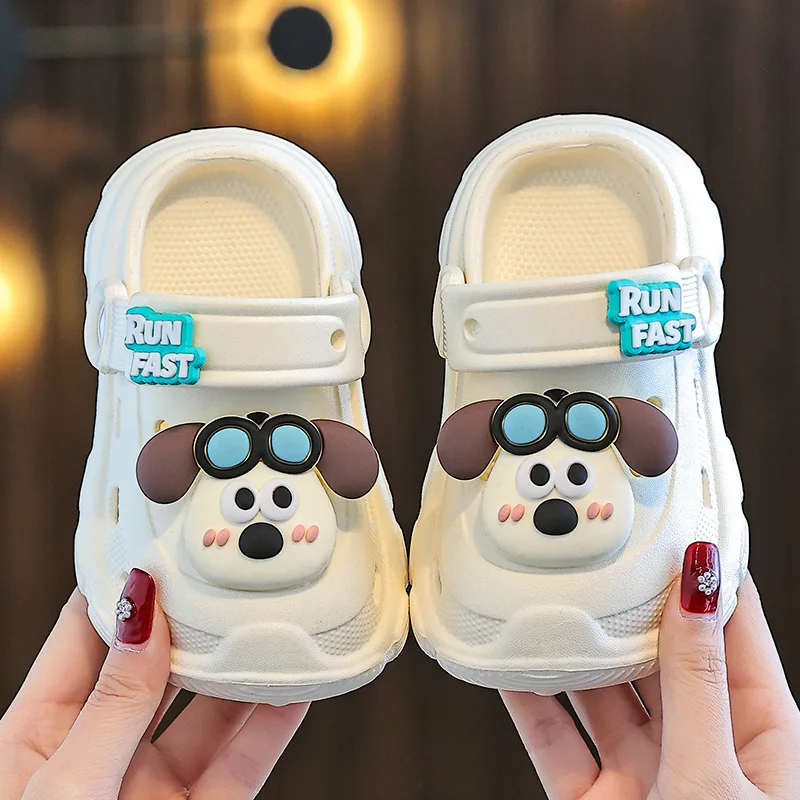 

Baby Indoor and Outdoor Sandals Boys Girls Home Heel Wrap Non-Slip Wear-Resistant Slippers Kids' Cartoon Dog Hole Shoes