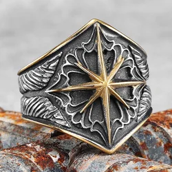 Starry Ring 316L Stainless Steel Star Men Ring Punk Rock Rap for Biker Male Boyfriend Mariner Jewelry Creative Gift Dropshipping