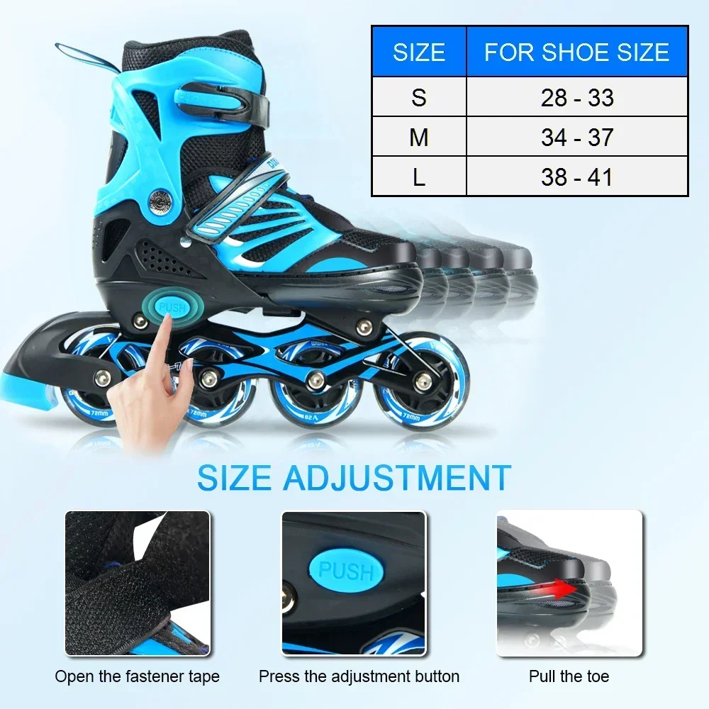 Adjustable Illuminating Inline Skates with Light Up Wheels for Kids and Youth Girls Boys Inline Skates