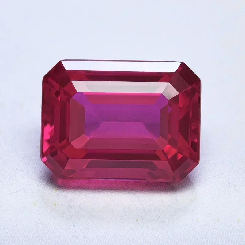 Lab Grown Rubin Emerald Cut Rubellite Color VVS1 Gemstone Charms DIY Advanced Jewelry Making Materials Selectable AGL Certificate