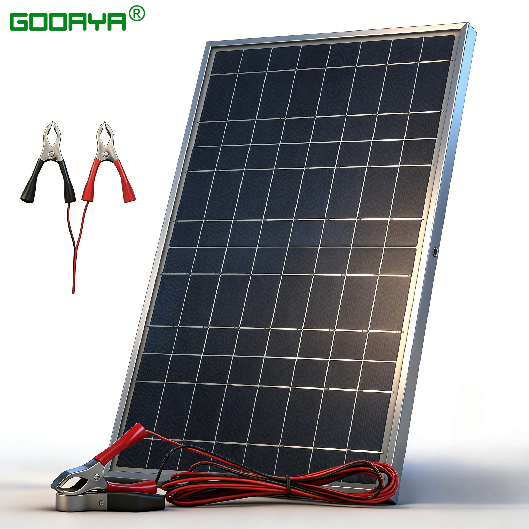 DC 12V/18V Solarpanel-Solarladegerät-Set mit Krokodilklemme/IP65-Wasserbeständigkeit für den Einsatz zu Hause, drinnen und draußen, tragbar