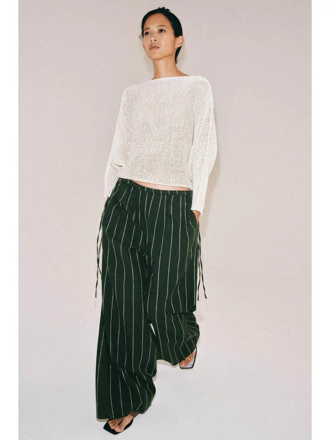 Casual Loose Wide Leg Pants mid Waist Mixed Fiber Versatile Casual Fashionable Women's Summer Straight Cut Cotton Blend Trousers