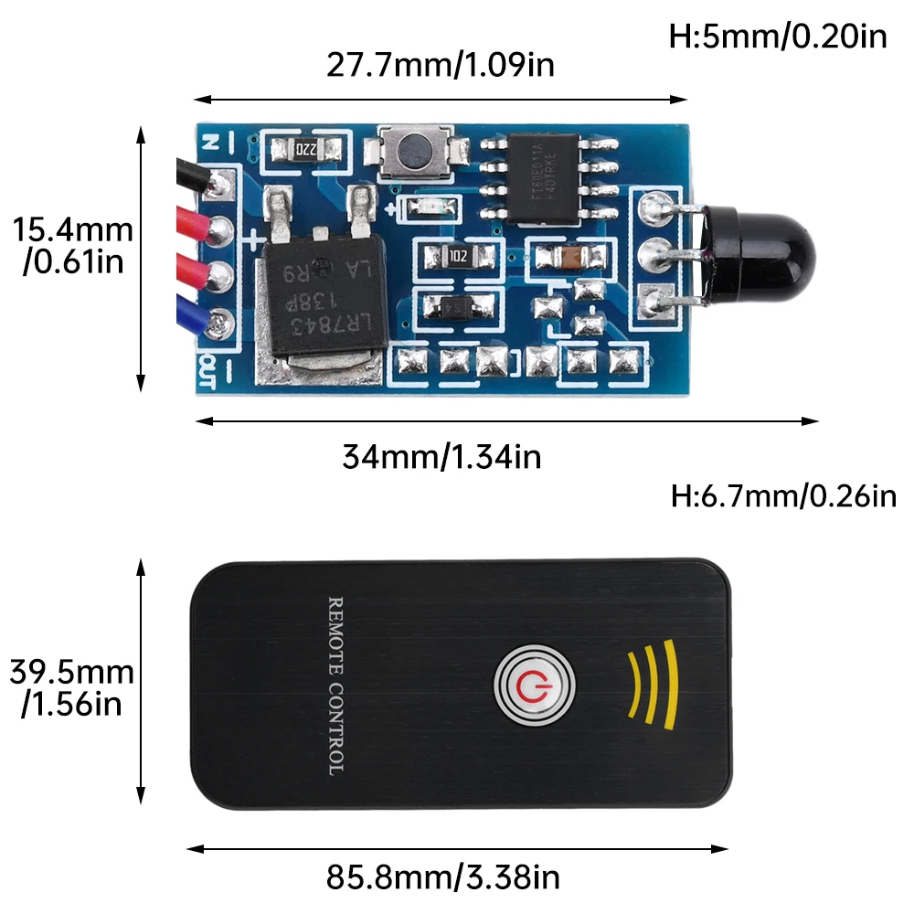 DC2.5V-5V/DC5V-24V Sleutelschakelaar Infrarood Afstandsbediening Ontvangende Module Leren Type Code Afstandsbediening Transmissie Ontvanger