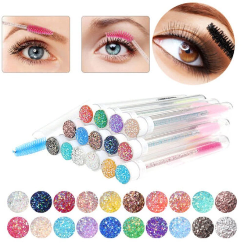 Cnke 10/5 pcs glänzende Einweg-Wimpern bürste Großhandel Mix Farbe klare Röhre Diamant Wimpern stab Mascara Zauberstäbe für Wimpern verlängerungen