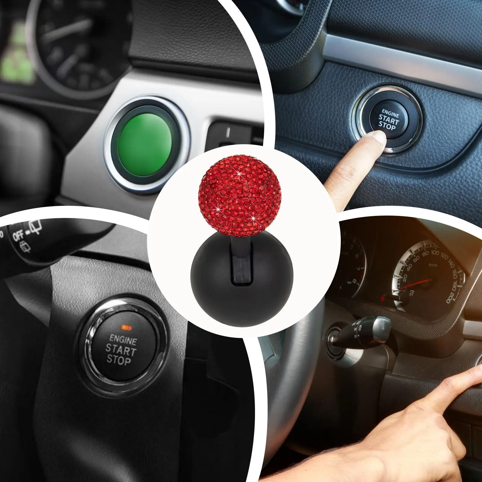 Tombol Tekan Mobil untuk Memulai Rocker Dekoratif Satu Tombol Mulai Bola Berlian Imitasi-bar Mobil Joystick Mulai Satu Tombol untuk Truk, SUV, RV