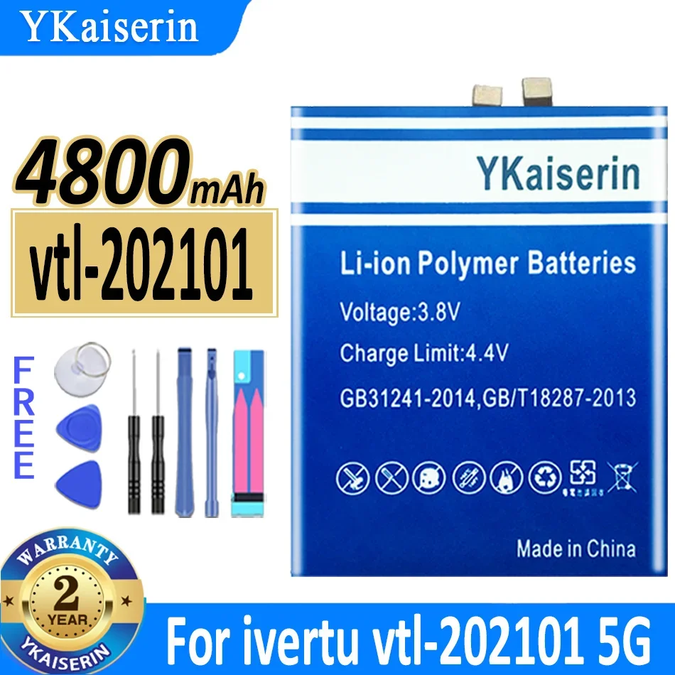 

4800mAh YKaiserin Battery vtl202101 For ivertu vtl-202101 5G Bateria