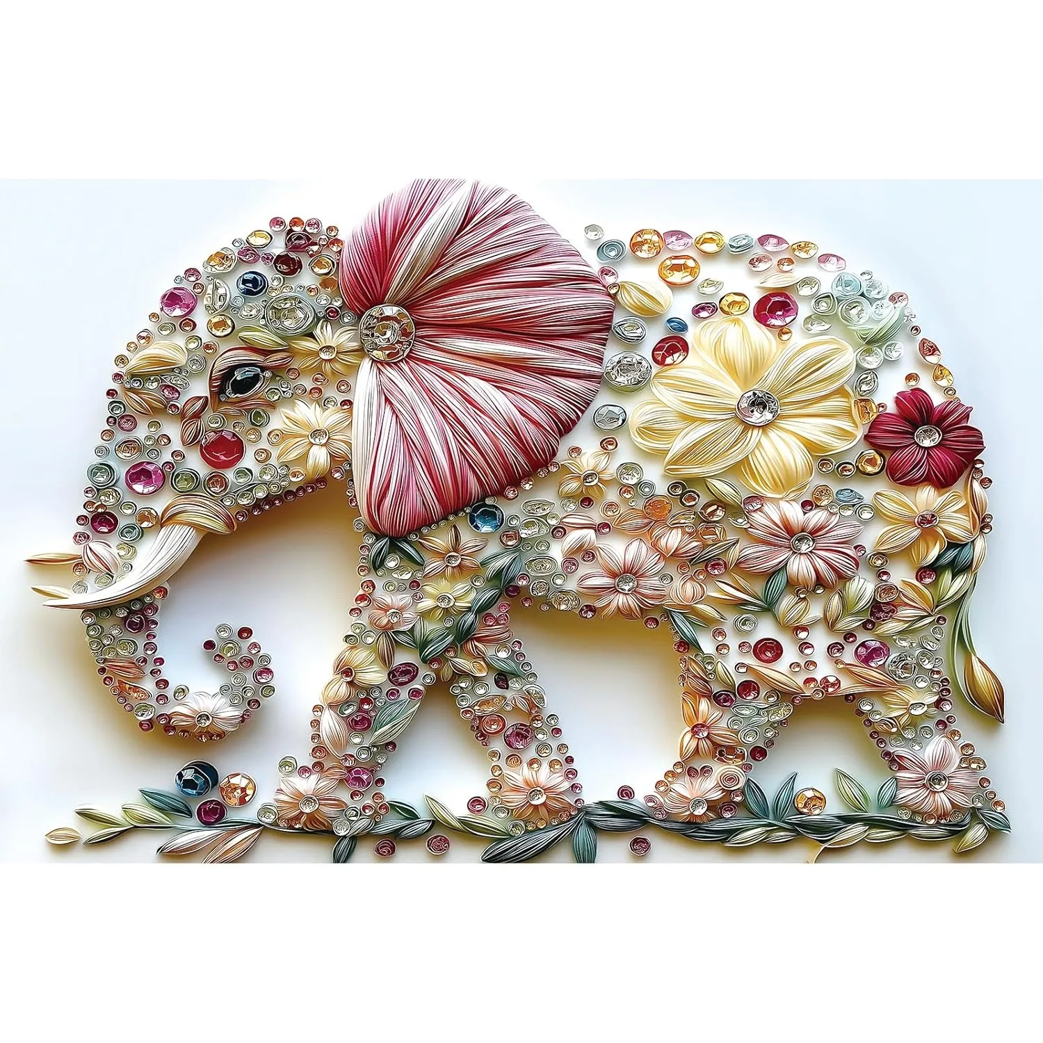 

Elephant 300 Piece Puzzles for Adults Cute Animal Flower Crystal Embroidery Art Jigsaw Puzzles Colorful Floral Unique Family