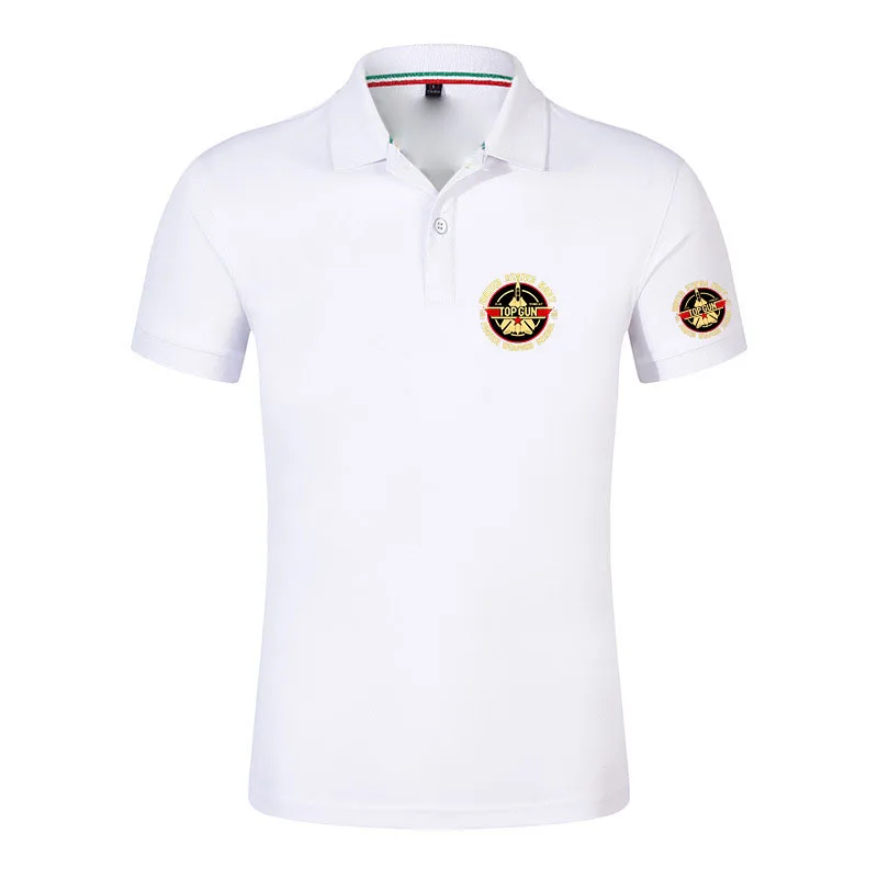 2026 Top Gun US Navy Fighter School Logo Print New Light Luxury Leisure Sports Retro Style Waffle Fashion Men's Polo Shirt