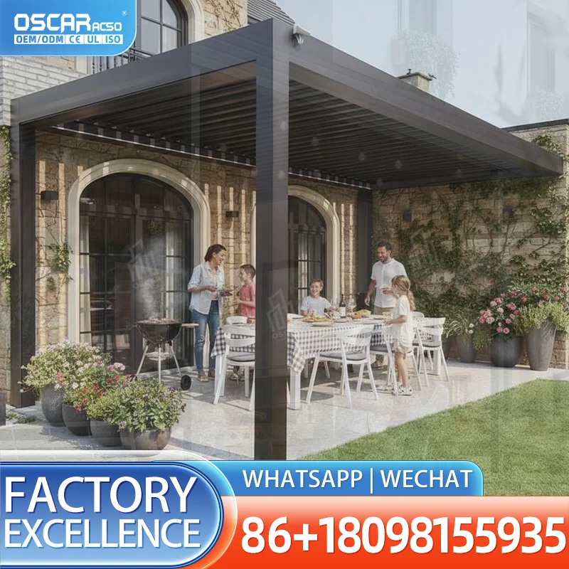 Modern Outdoor Bioclimatic Aluminum Pergola Adjustable Screen Louver Roof for Garden Patio Backyard pergola