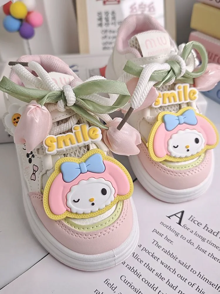 

Лидер продаж Sanrio Girl Cinnamoroll Kawaii, модные нескользящие кроссовки, студенческие сезонные весенне-осенние детские кроссовки с героями мультфильмов аниме, новые