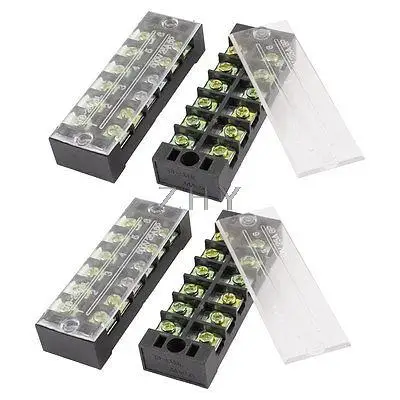 4 Pcs 600V 25A Dual Row 6P Screw Connector Electric Barrier Terminal Block