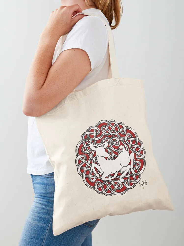 

The White Hart Stag Celtic Heraldic shield Tote Bag Gift bag shopping bag foldable reusable shopper woman