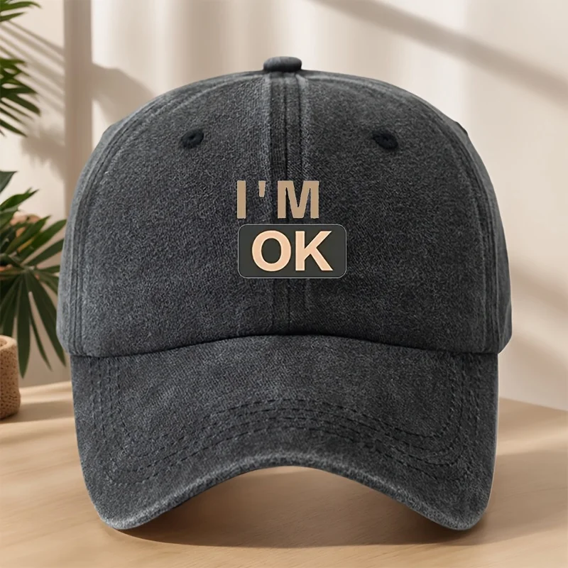 

"I'M OK" Distressed Baseball Cap | Vintage Washed for Streetwear Hip-Hop & Outdoor