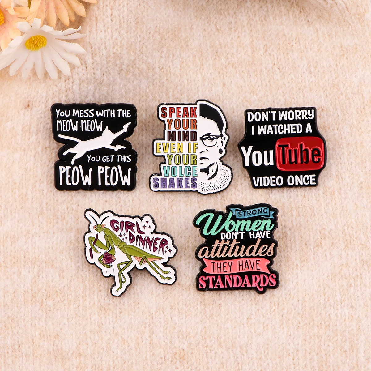 Cute Cat Enamel Pins Women\'s Brooches Men Lapel Pins Funny Quotes Badge on Backpack Costume Accessories Creative Jewelry Gifts